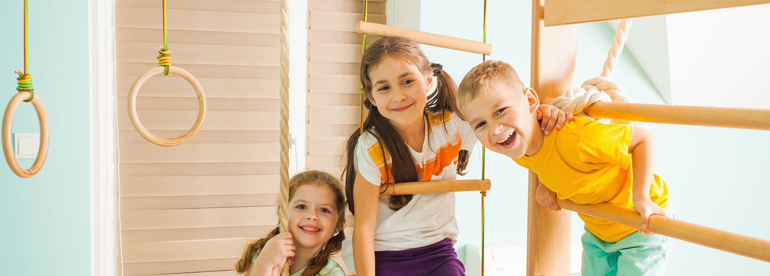 Monkey bars kid's play gym are perfect home playground equipment to add fun and challenge to your kids play