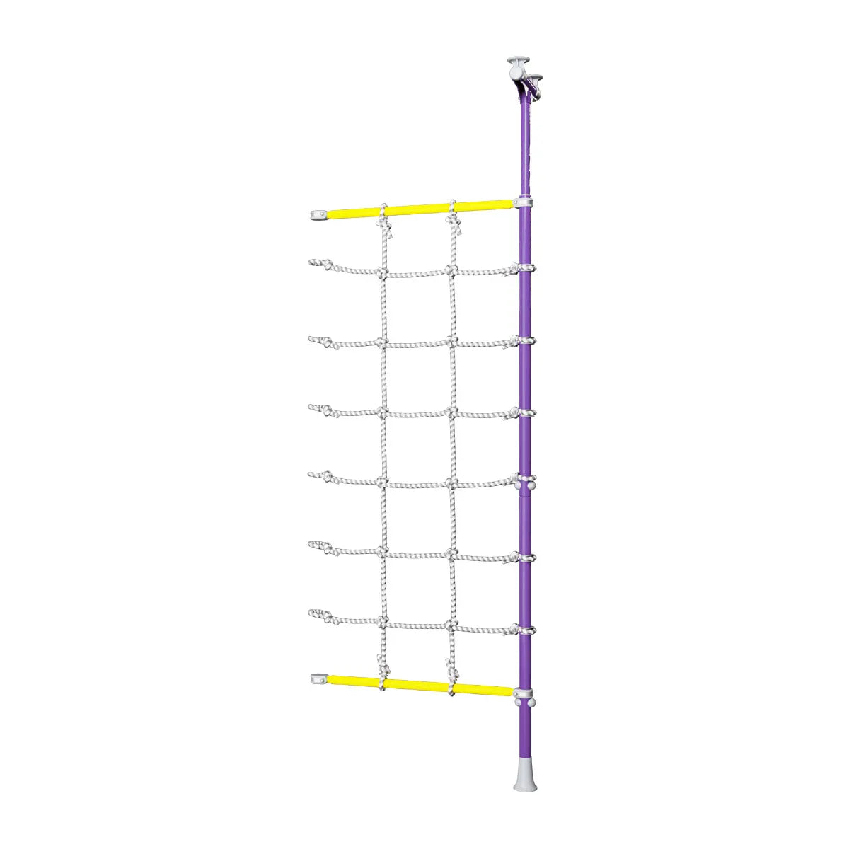 Purple climbing ladder with yellow rungs on a white background