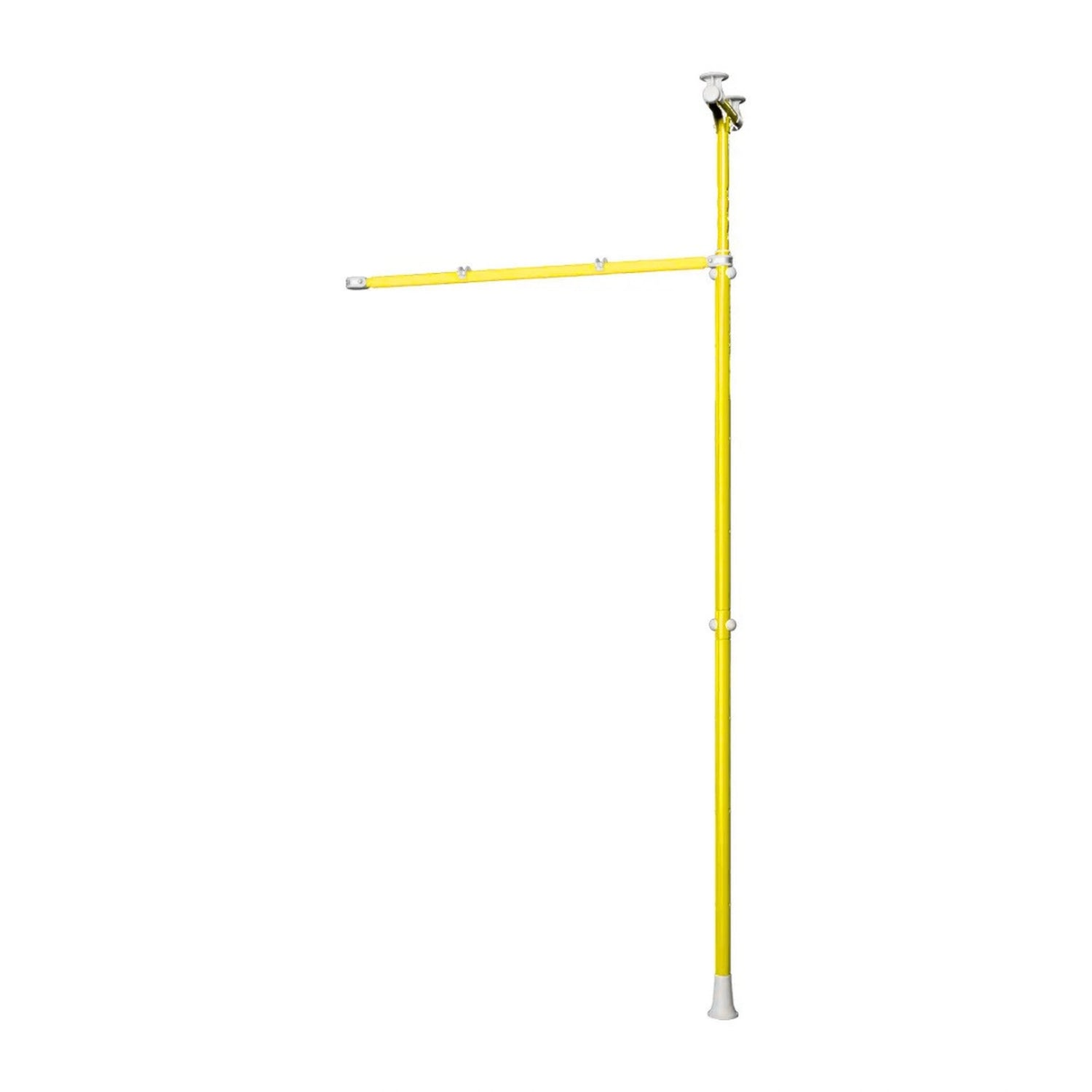 Yellow metal pole with a horizontal arm on a white background
