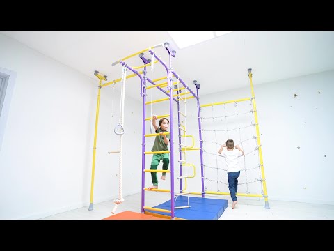 Home playground for kids with monkey bars, trapeze and more.