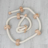 Climbing rope with wooden spheres