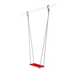 Red swing with chains on a white background