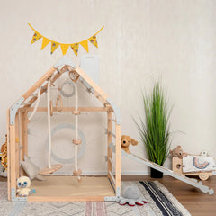 Scandi Montessori Wooden Play gym with swing