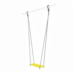 Swing with a yellow seat on a white background