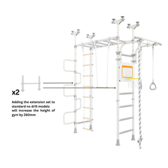 Cathedral ceiling height play gym extension kit