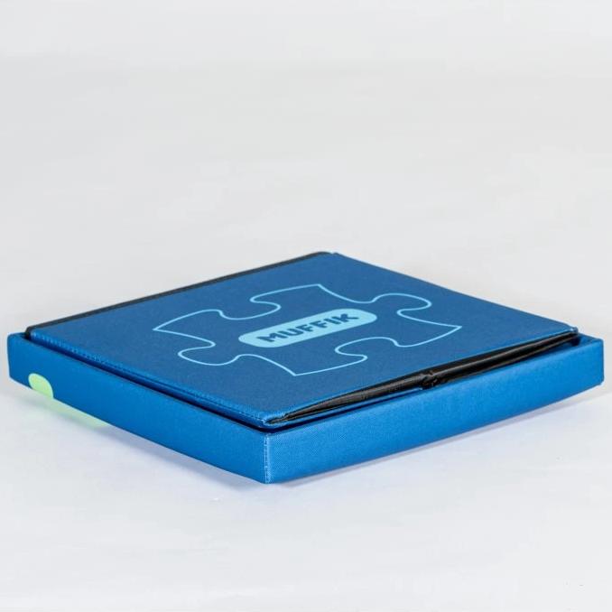 Folded MUFFIK sensory storage box – compact, space-saving design for storing sensory tiles in Aussie homes