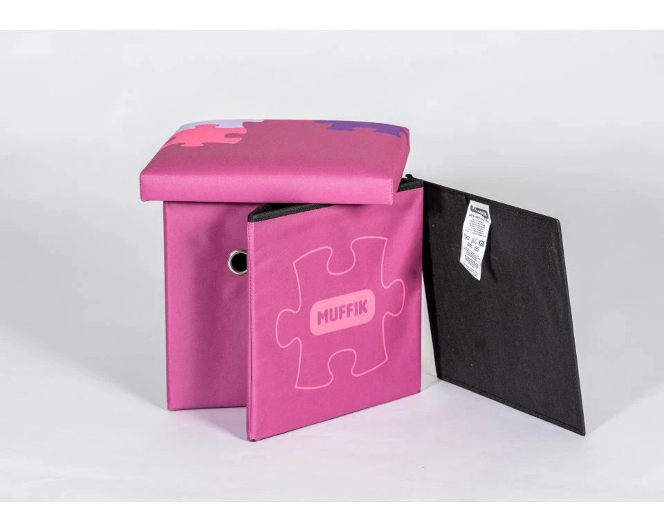Folded MUFFIK sensory storage box – compact, space-saving design for storing sensory tiles in Aussie homes
