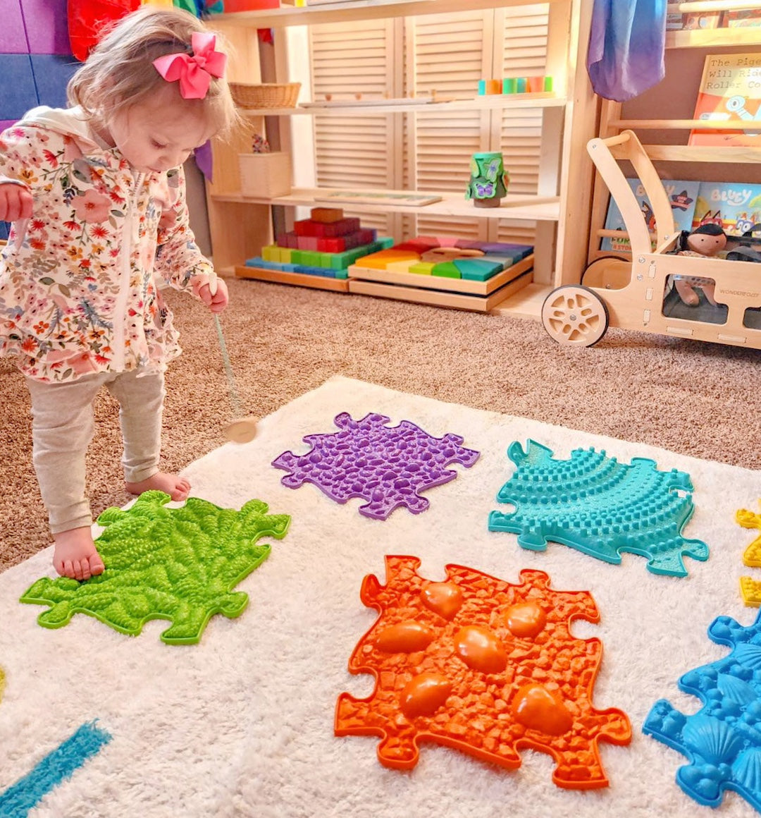 Colourful floor mats puzzle
