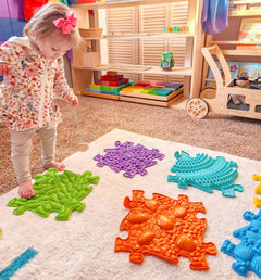 Colourful floor mats puzzle