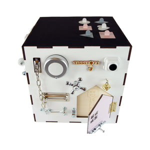 Busy Cube handmade in Europe with 21 and more real elements features