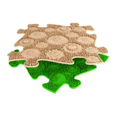 MUFFIK "Meadow" orthopaedic sensory floor tile in beige and green, textured puzzle mat for children's foot stimulation, therapeutic play mat for flat feet, sensory development toy.