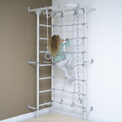 Swedish Corner Wallbars S4 – wall-mounted indoor climbing frame for kids with monkey bars, sensory ladders and gymnastics rings, ideal for Australian homes